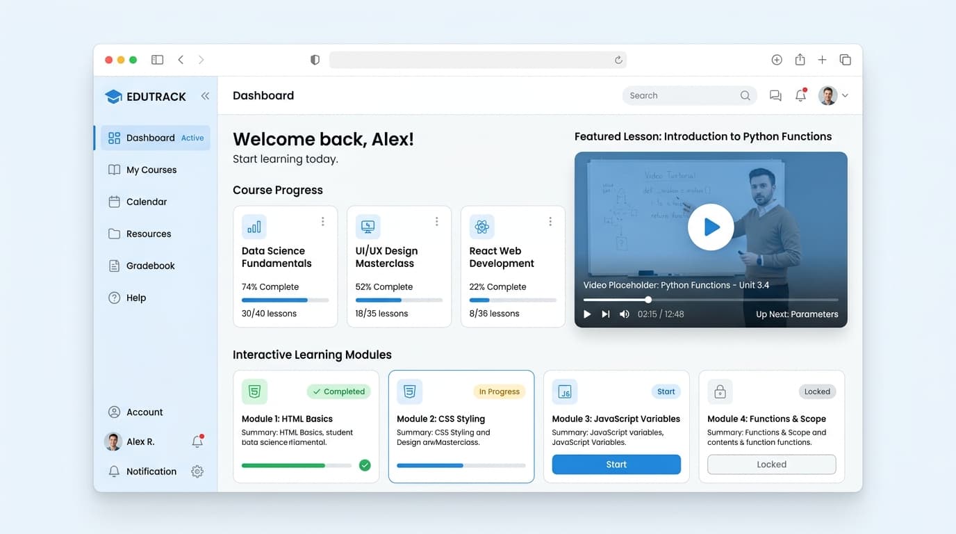 Modern Learning Dashboard Preview